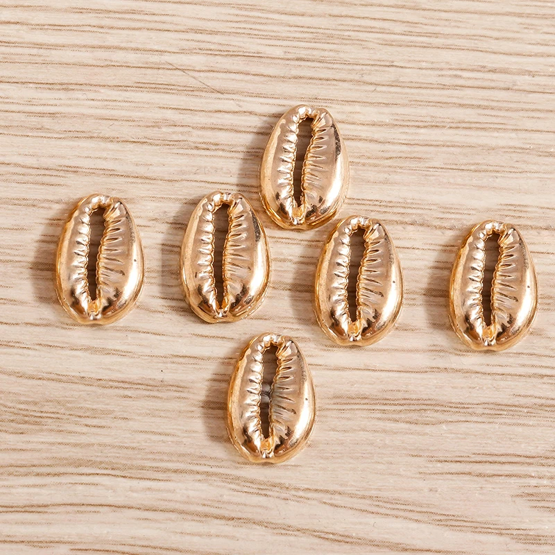 Tusember 50 Stück 9*14mm Legierung Goldfarben Metall Muschel-Anhänger Charms für Strand-Halsketten Ohrringe Handgemachten Schmuck DIY Handwerk – Detail 6