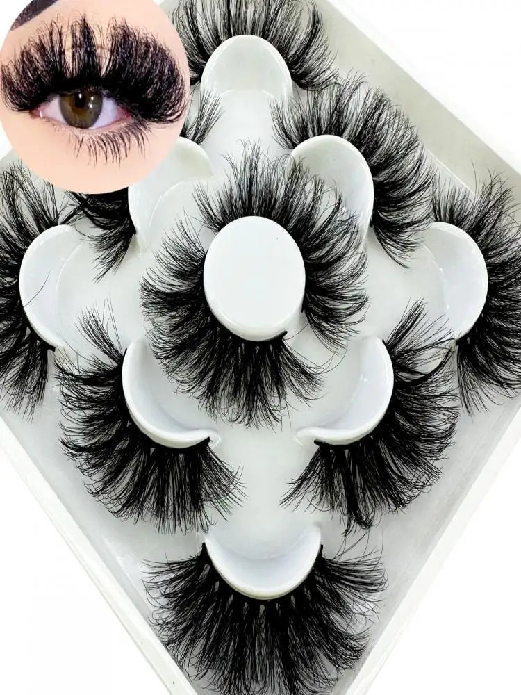 Nouveau 5 paires 5D cils moelleux 25mm 3d cils de vison à la main Volume doux cils naturels maquillaje cils vendeurs faux cils