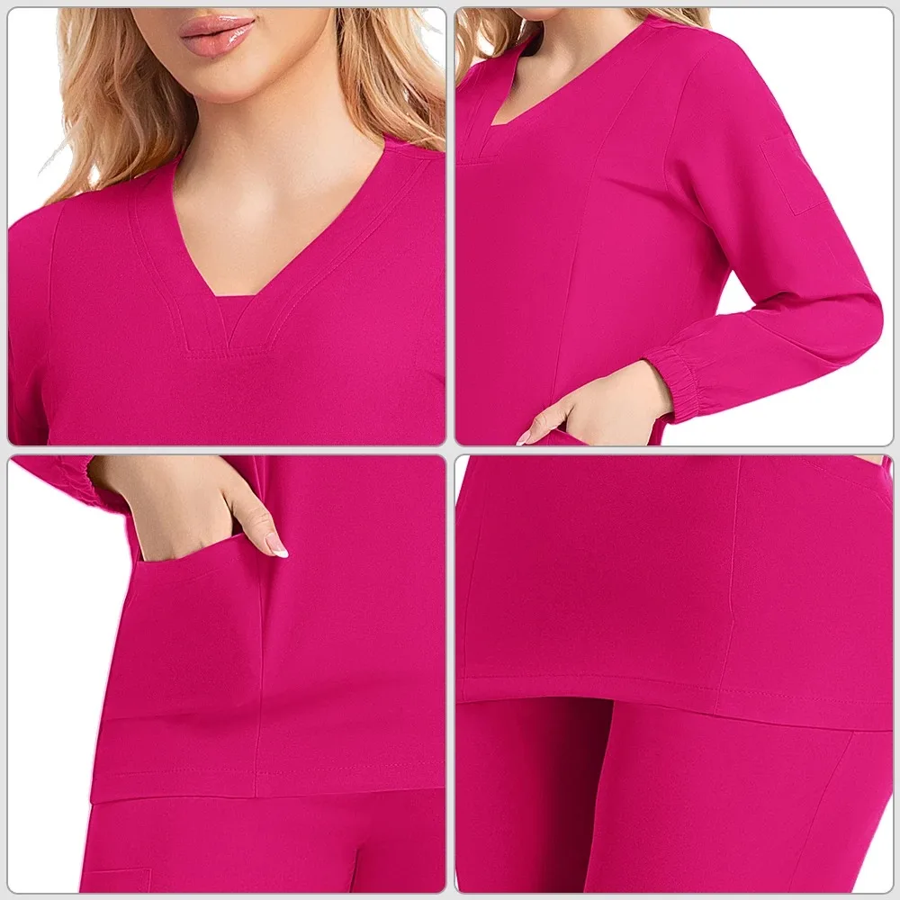 Uniformes quirúrgicos de manga larga para mujer, conjunto de pantalones para correr suaves y transpirables, uniformes quirúrgicos, ropa de trabajo para médico y enfermería