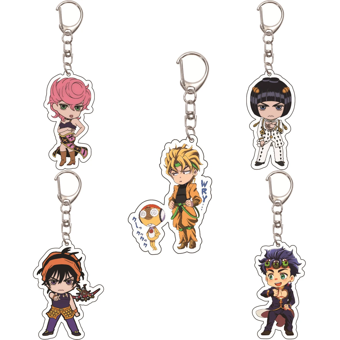 55MM Anime JoJo's Bizarre Adventure Figure Giorno Giovanna Dio Brando Bruno Bucciarati Narancia Ghirga Acrylic Keychain Gifts