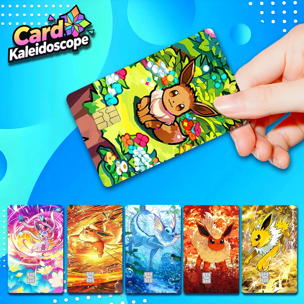

【S11】 PTCG Pocket Card Illustration‌ Series Credit Card Skin Eevee Matte Stickers for VISA JCB and Other IC Card Decorations