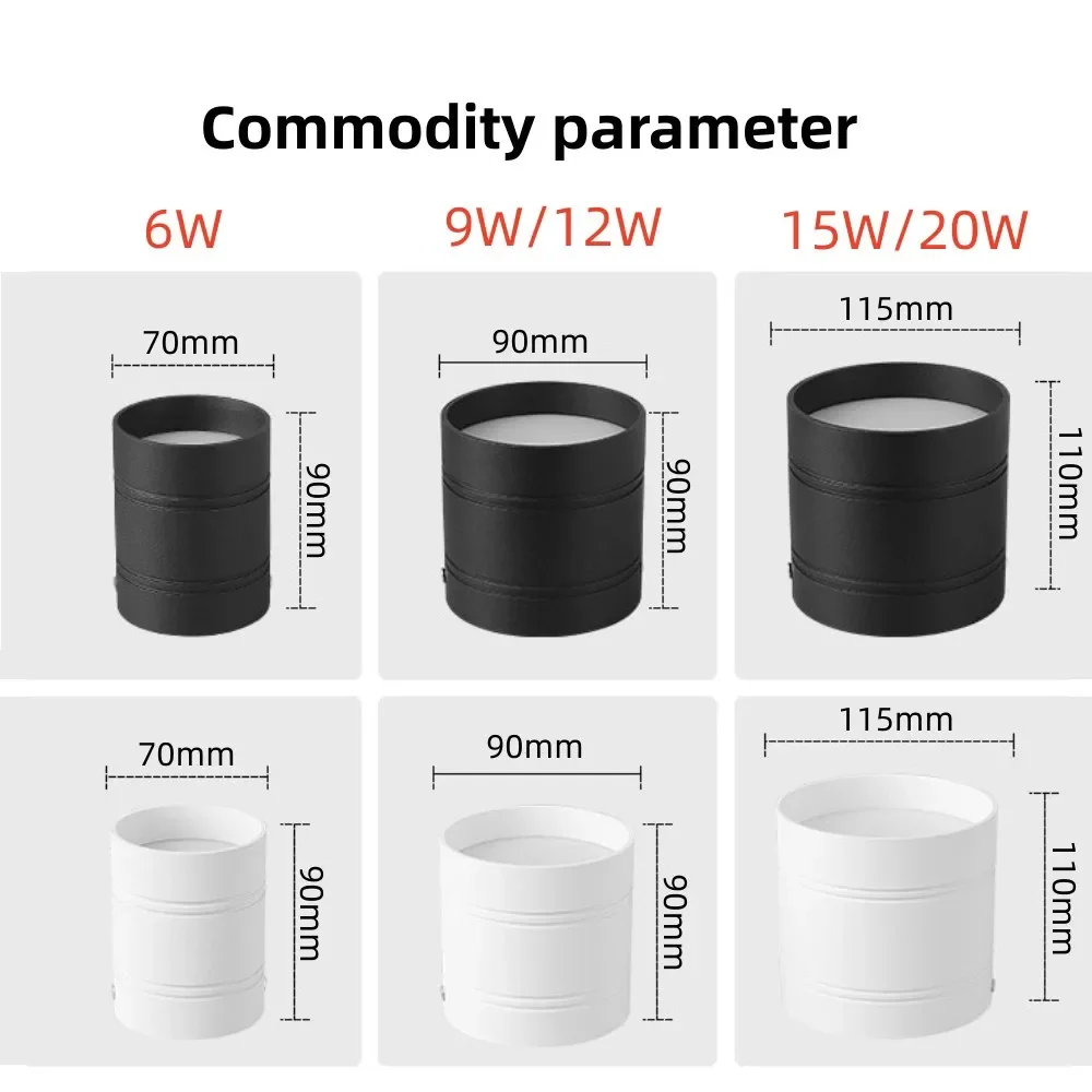 Dimmable LED tube light three color dimming LED ceiling light AC110-220V non opening ceiling light cylindrical LED wall light