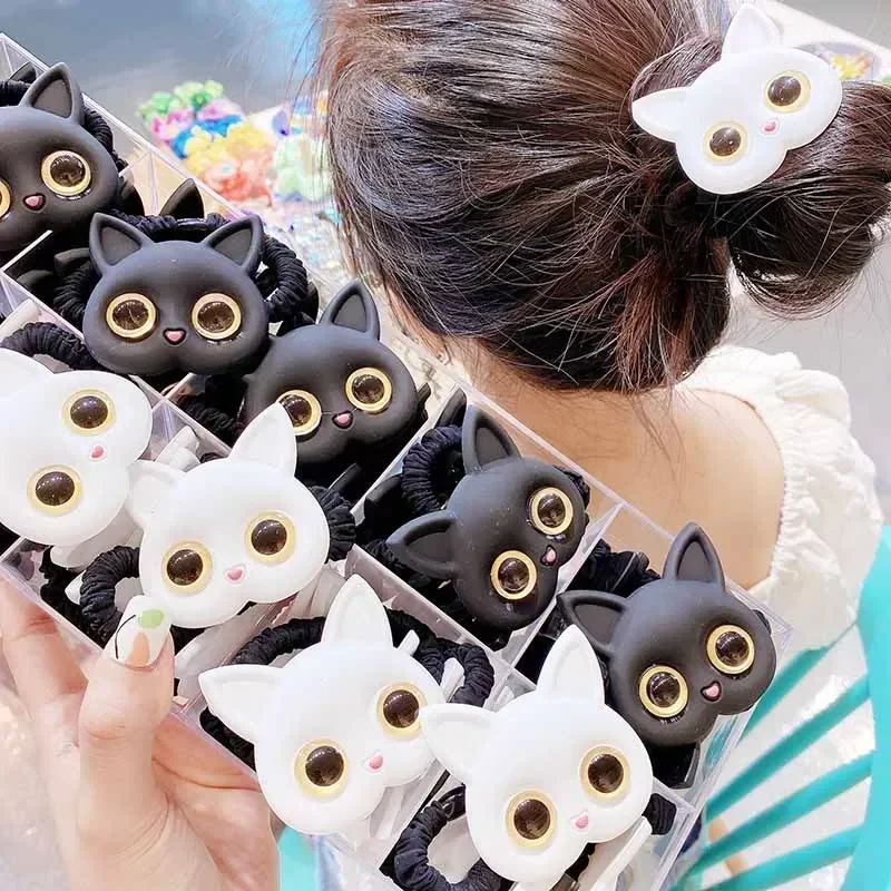 1/2pcs Women Cute Cat Rubber Bands Elastic Hair Bands Korean Headwear Children For Girls Lovely Hair Accessories Ornaments