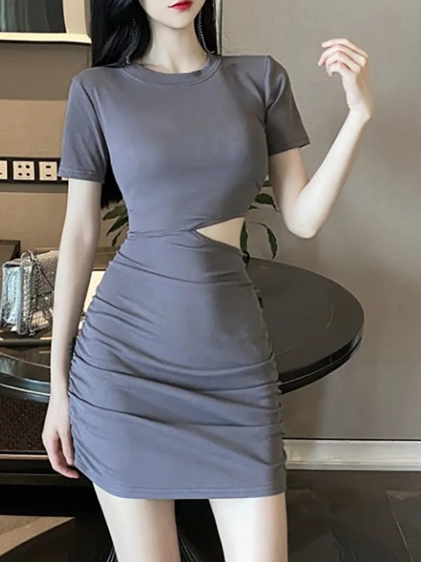 Mini robe taille rosée pour femme, t-shirt doux, robe mince sexy française, robe élégante, mode d'été, nouveau Y-Hottie, M7RU, 2024