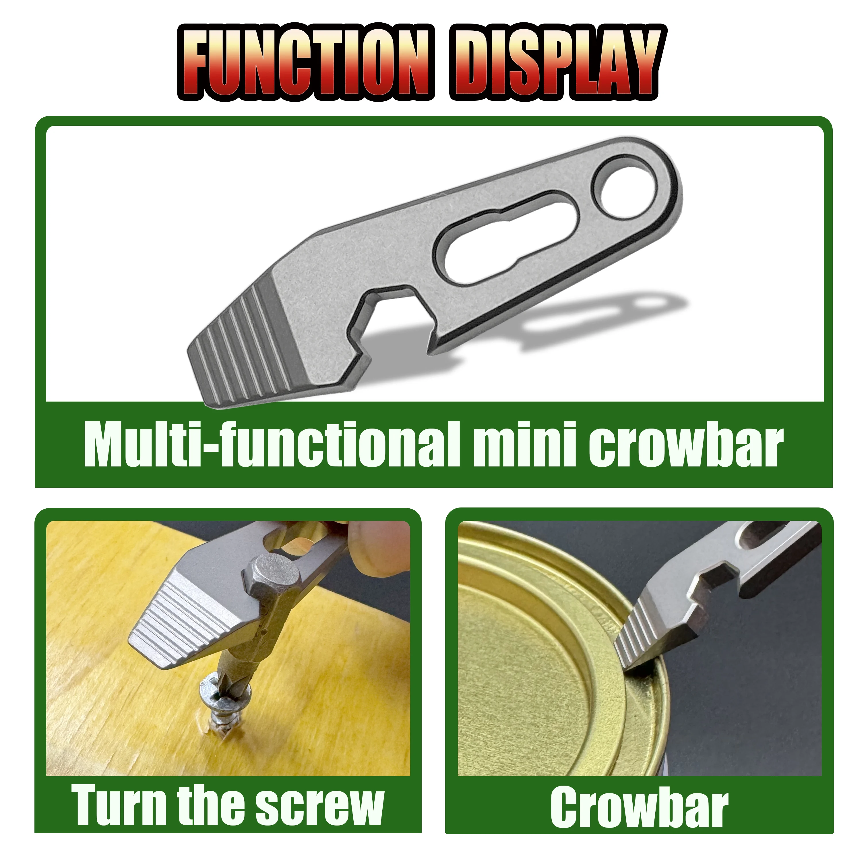 Multifunktionales Mini-Werkzeug aus Edelstahl: Brechstange, Flaschenöffner, Skala, Sechskantschlüssel, EDC Outdoor-Werkzeug, Campingausrüstung – Detail 11