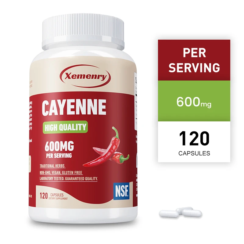 

Cayenne Capsules - Capsaicin Supplements Support Cardiovascular Health, Improve Digestion and Blood Circulation