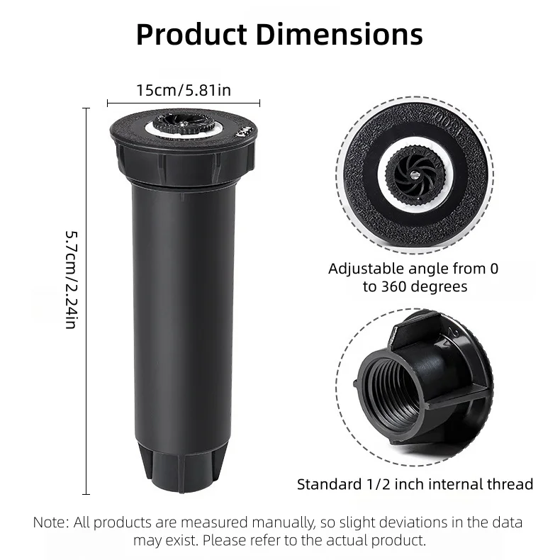 360° Automatic Rotating Retractable Underground Pop Up Sprinkler Heads Adjustable High Pressure Lawn Garden Yard Irrigation Tool