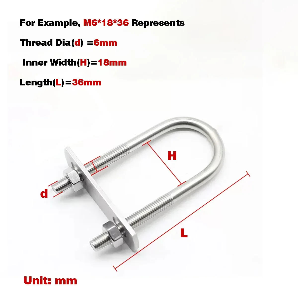 

304 Stainless Steel Extended U-Shaped Screw/U-Shaped Pipe Clamp With Baffle/U-Shaped Bolt