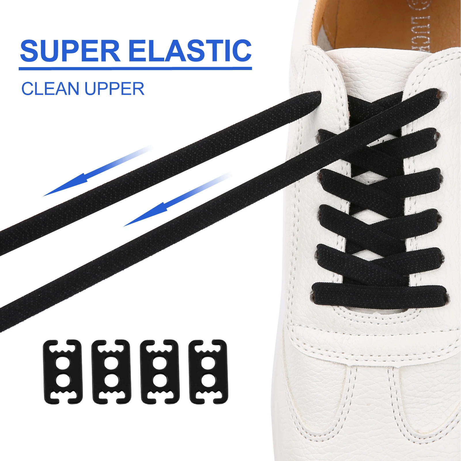 ZHENTOR [2 Pairs] Elastic No Tie Shoe Laces, Stretch Tieless Shoelaces for Adults and Kids Sneakers Shoe Strings Shoe Laces