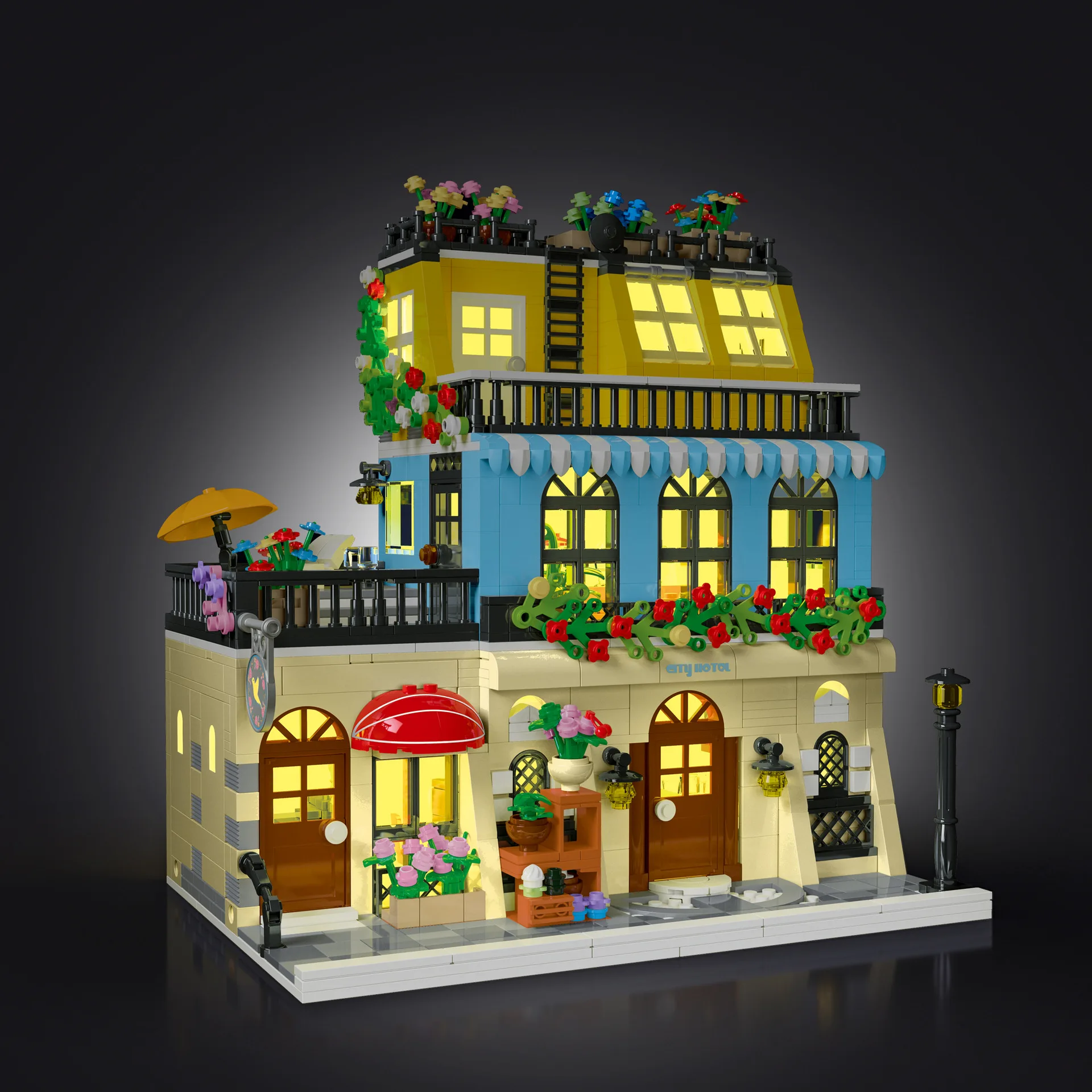 

XMork 20115 City Hotel Model Modular Street View Series With LED Lighting DIY Toys Building Blocks Boy's Gift 1464Pcs