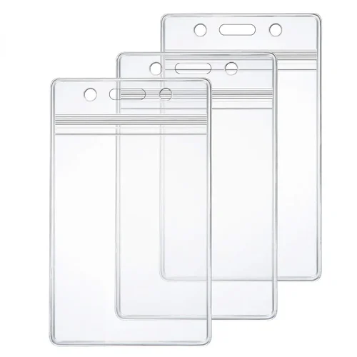 Imagen 1 del producto 3 unids/set tarjeta de identificación Vertical titular de la tarjeta de trabajo etiqueta de identificación tarjeta de paso transparente funda para permiso de trabajo funda con nombre insignia tarjetero