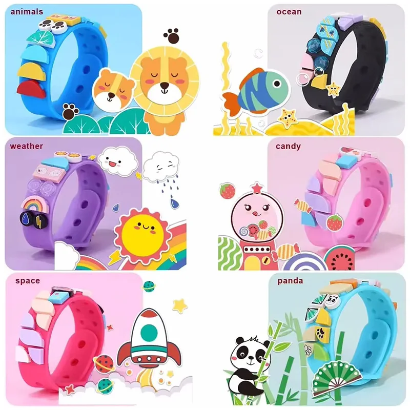 6Pcs/set Kids Building Blocks Dots Bracelets DIY Creative Craft Friendship Bracelet Making Kit for Kids Birthday Holiday Gift