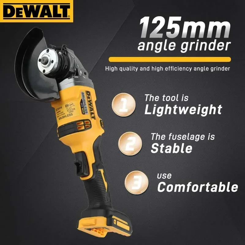 DEWALT DCG414 Brushless Cordless Grinder (125mm): Multi-Purpose Tool for Heavy-Duty Cutting & Load Polishing (Tool Only)