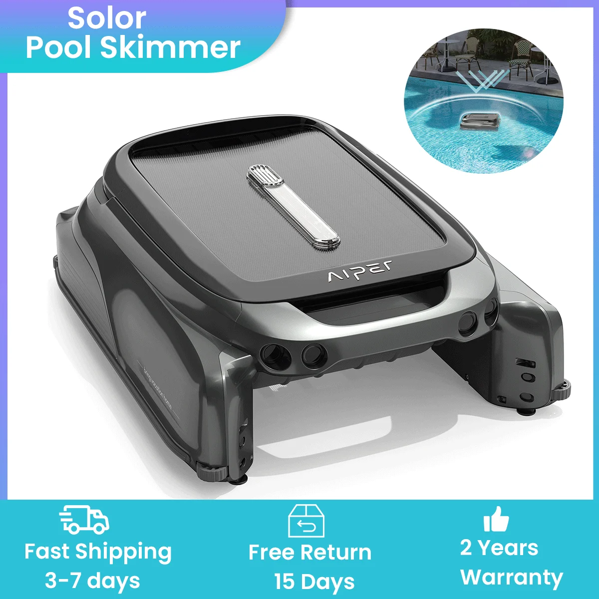Robot nettoyeur de piscine solaire AIPER Surfer S1 remis à neuf avec support d'application