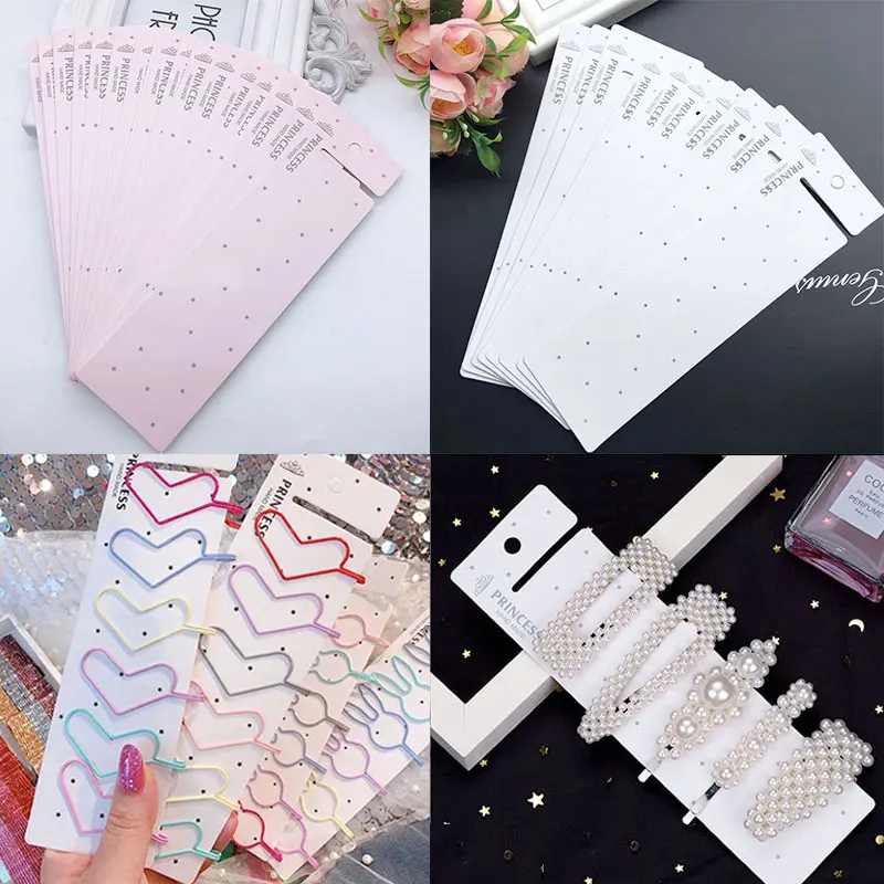 10/50pcs 6x21cm Long Display Paper Card Multiple Card Slots Cardboard Holder For DIY Jewelry Hairclip Hairband Packaging Tags