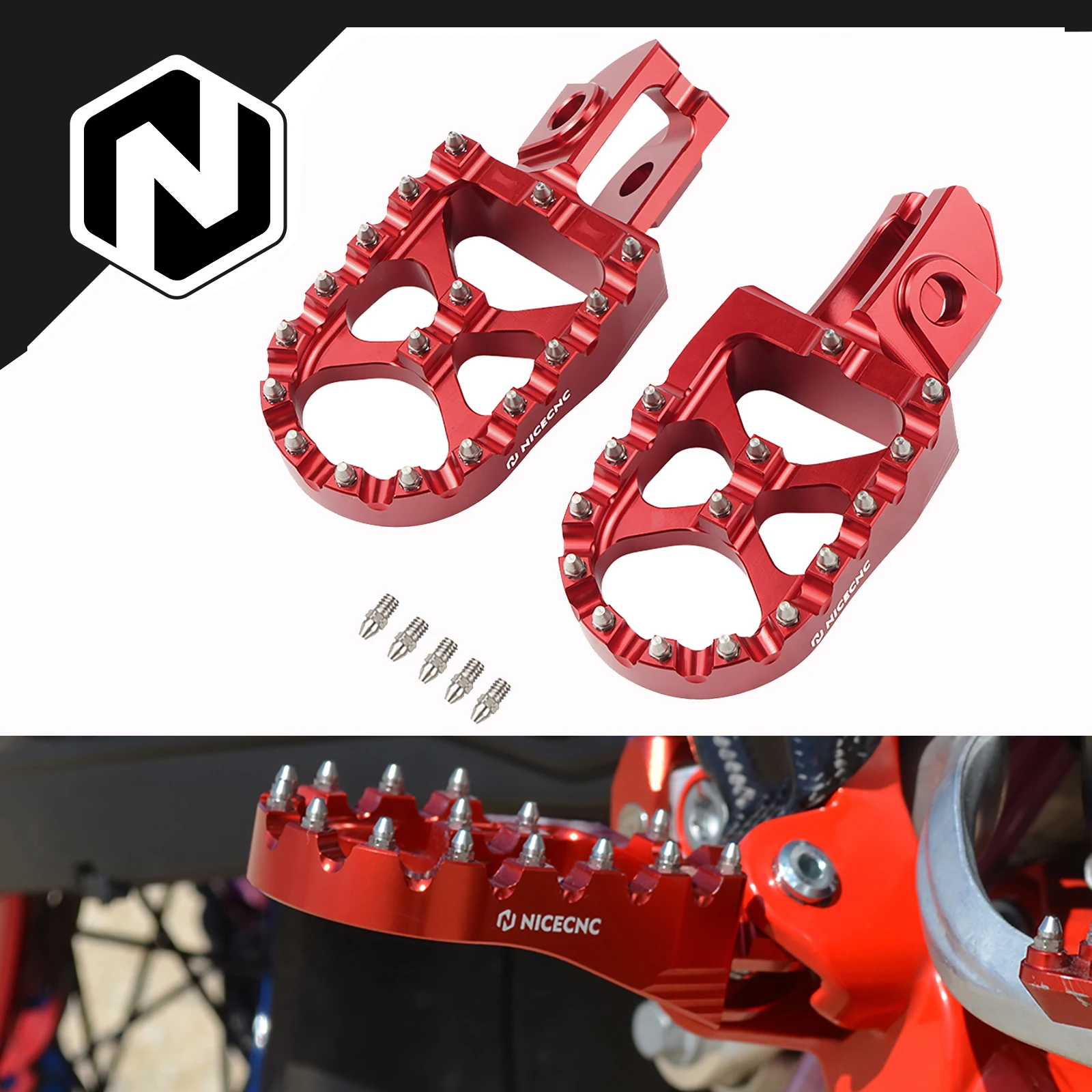 NICECNC For Beta RR300 2020-2024 2023 Aluminum Foot Pegs Footrest RR250 RR200 RR350 RR390 RR400 RR430 RR450 RR480 RR520 00-24