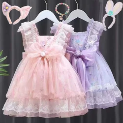Girls Dress Cartoon 2024 Summer StellaLou Fashion Children's LinaBell Princess Baby Girl Toddler Short Sleeve Cute Party Dresses