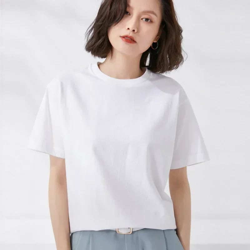 

2024 Hot Sale Summer Black Women White Short Sleeve Tshirts Casual Cotton Tshirts Women Shirts