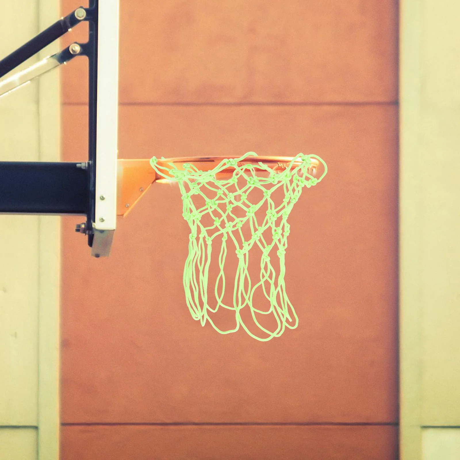 Durable Heavy Duty Basketball Net Solar Powered Glowing Nylon Night Visibility Standard Weather Resistant Light Green