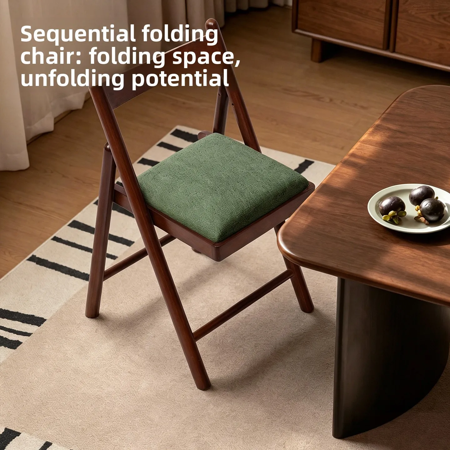 Folding home backrest chair restaurant casual stackable stool does not take up space antique solid wood dining chair