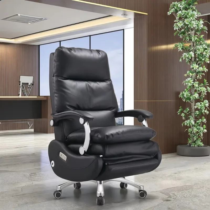 كرسي مكتب تنفيذي دوار عالي الجودة من الجلد عالي الجودة، كرسي كهربائي مريح للمكتب الرئيس التنفيذي