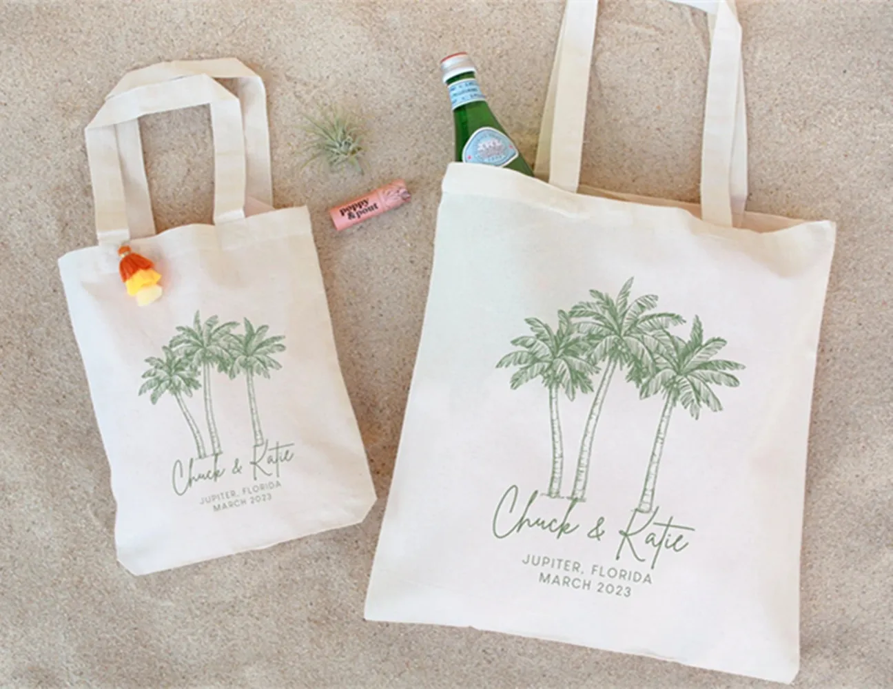 Palm Tree Tote - Wedding Welcome Bag - Custom Wedding Tote - Bachelorette Gift - Destination Wedding Tote - Custom Tote - Beach