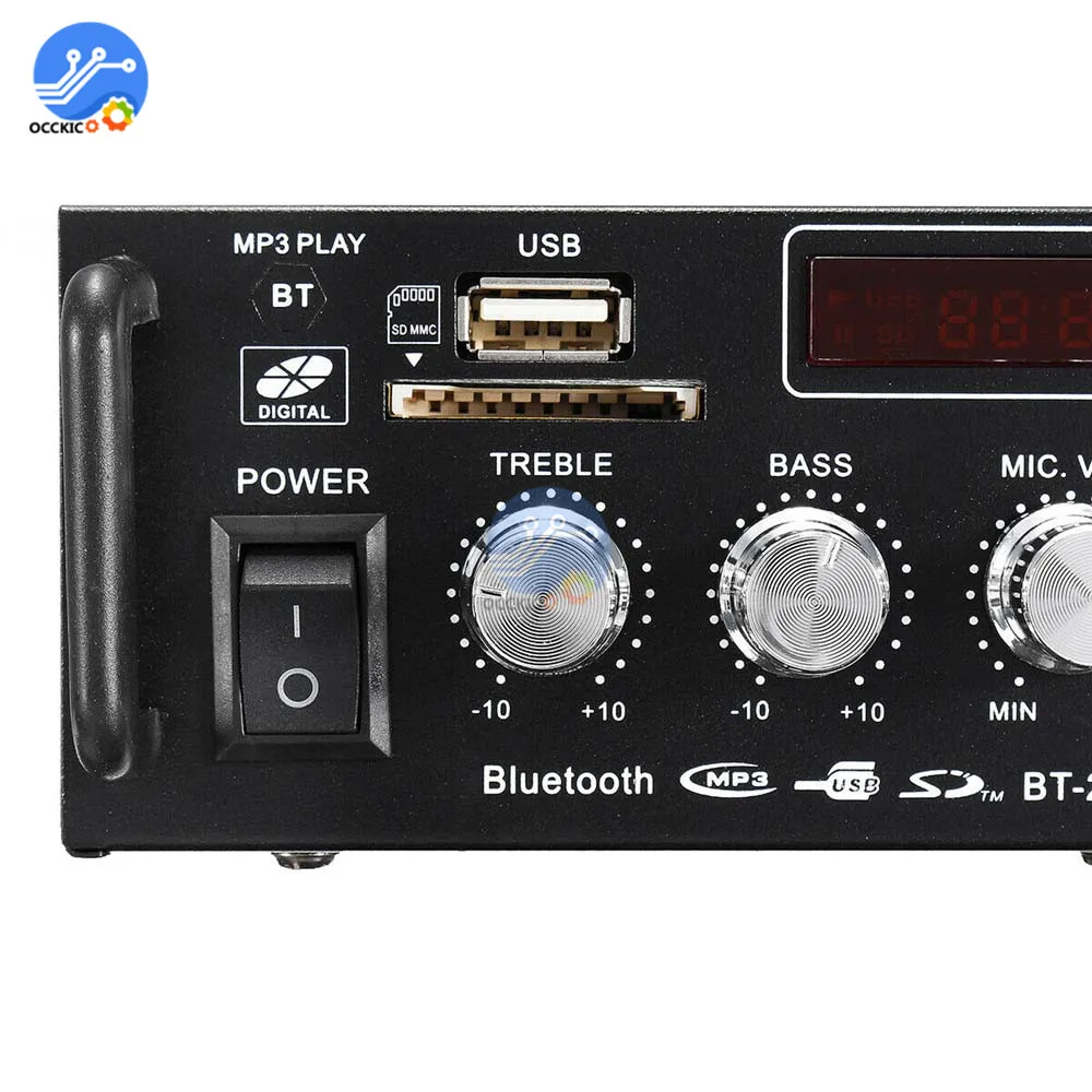 Amplifier Bluetooth 600W 300W + 300W 2CH HIFI Audio Stereo Power AMP USB FM Radio Home Theater Mobil dengan Remote Control