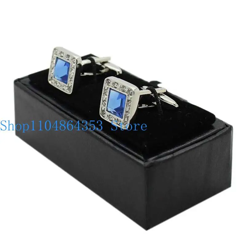 

652F Faux Leather Travel Cufflinks Rings Storage Box for Case for Cufflink Luxury Dis