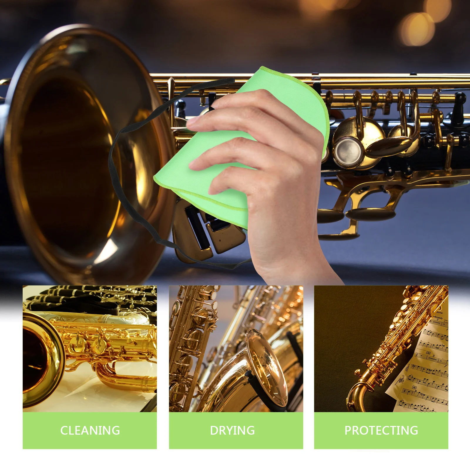 Wind Instrument Cleaning Cloth Flute Cleaner Clarinet inside Tube Kit Sax Soprano
