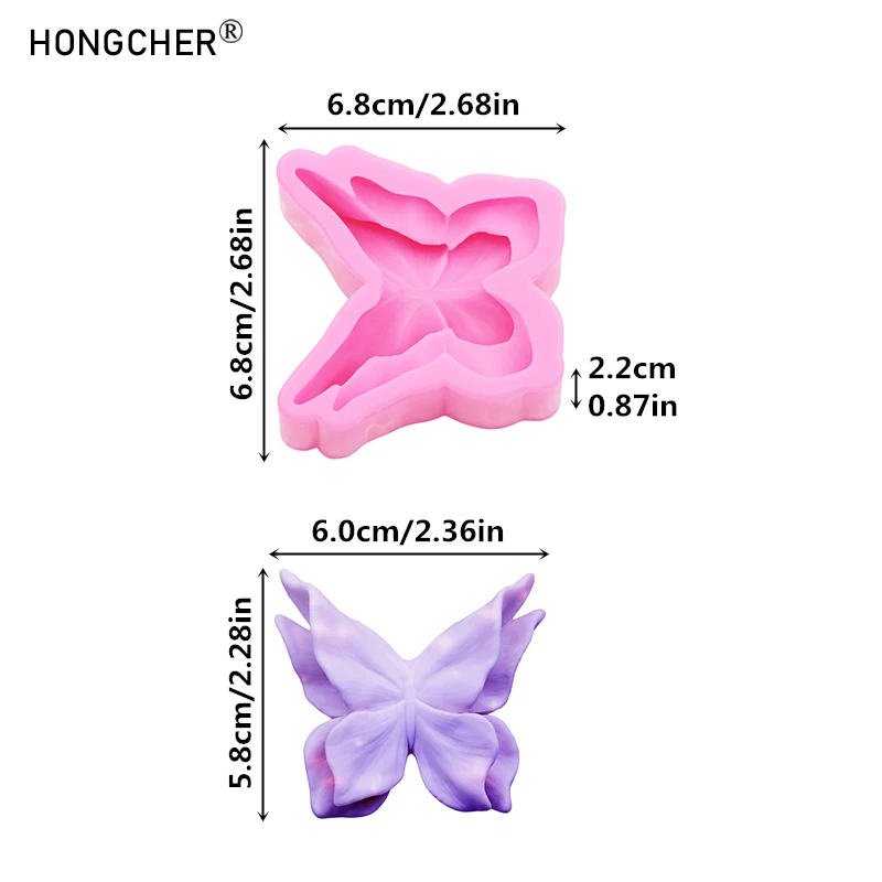 3D Double Layer Flower Butterfly Chocolate Fondant Silicone Molds Plaster Aroma Candle Ornaments Drip Molds