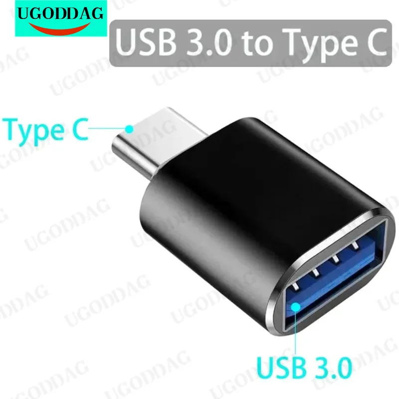 Adaptador USB A para USBC OTG, Conversor USB 3.0 para Tipo C Masculino, Carregamento de carro para o telefone móvel MacBook