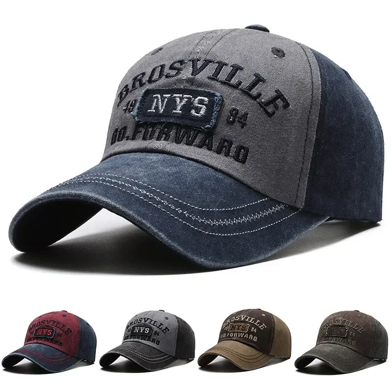 Europeu e americano lavado denim feito velho boné de aba curvada alfabeto bordado boné de beisebol ao ar livre guarda-sol chapéu de proteção solar
