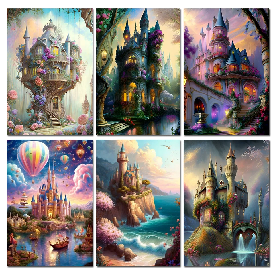 Fantasy Castle Landscape 5D DIY Diamond Painting Cross Stitch Kits New 2024 Mosaic Diamond Embroidery For Home Decor