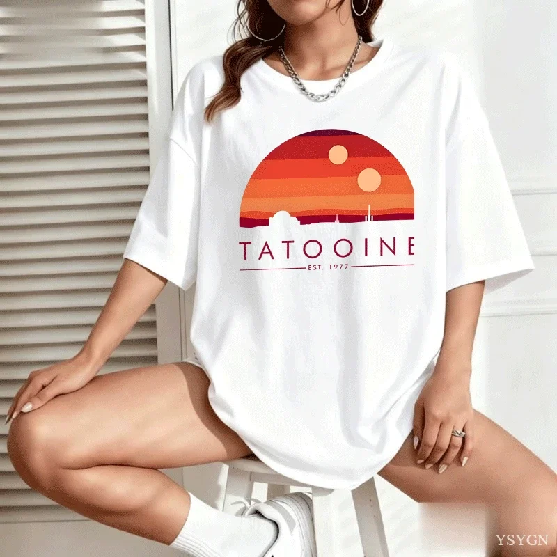 Tatooine Sunset T-Shirt Men's Women's Short Sleeve T Shirt Casual Print Cotton Tshirt Harajuku Streetwear Tee Tops Camiseta Tops