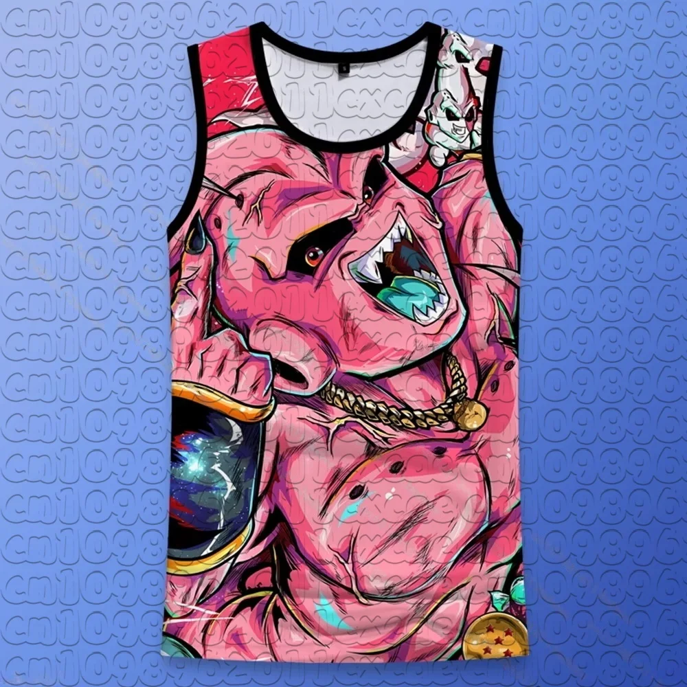 Men Women Summer Quick Dry Crew Neck Tank Top, Dragon Ball Majin Buu Anime 3DPrint Sleeveless Shirt, Unisex Athletic Sports Vest
