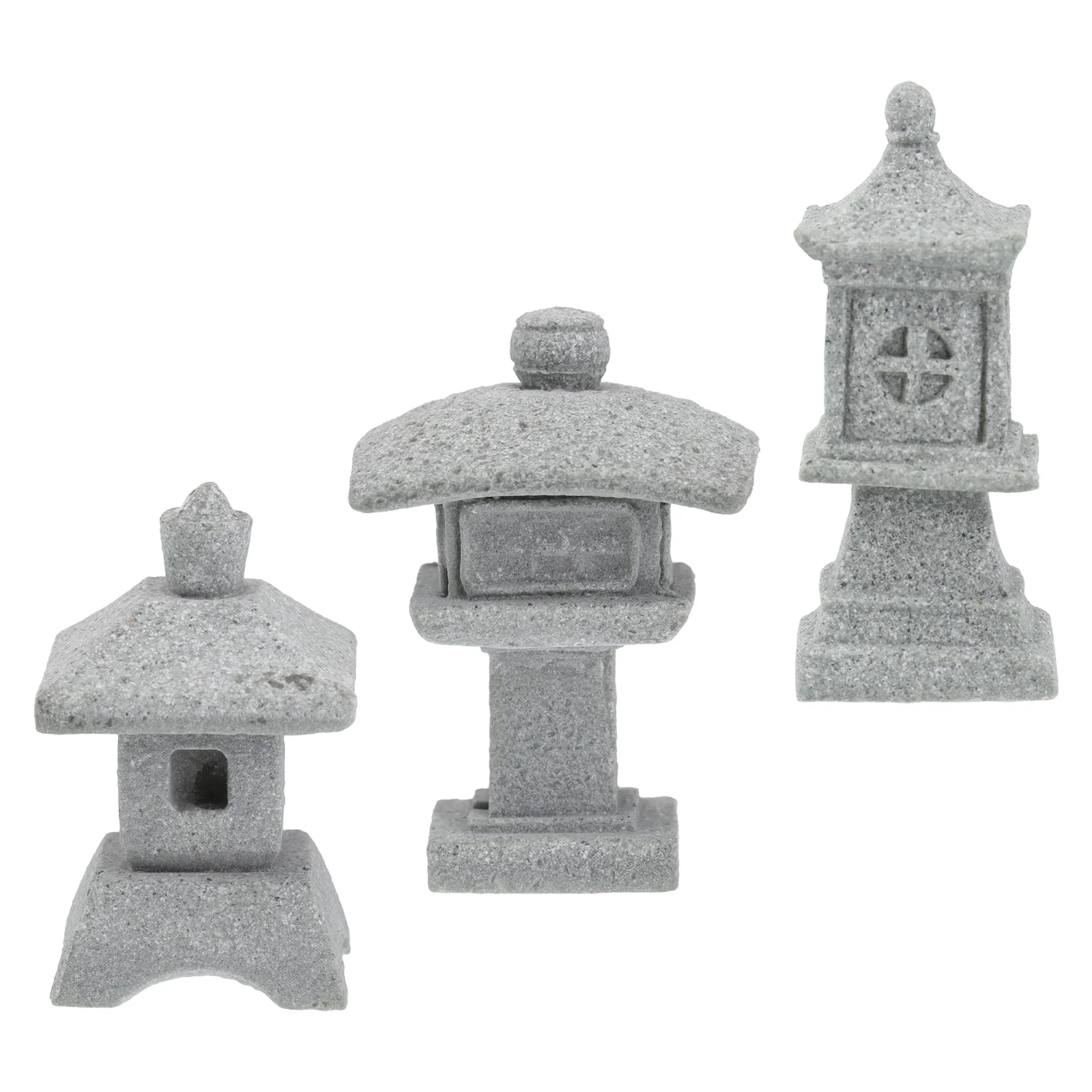 

3Pcs Stone Pavilion Ornaments Realistic Appearance Fine Workmanship Decor Bonsai Mini Landscape Crafts