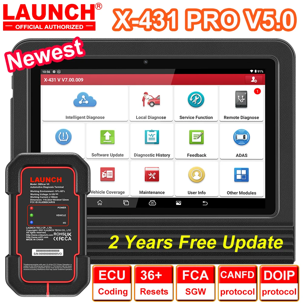 

Launch X431 PRO V5.0 Car Diagnostic Tools ECU Online Coding Active Test Car Diagnostic Tools CAN FD 36 Resets Car Auto scanner