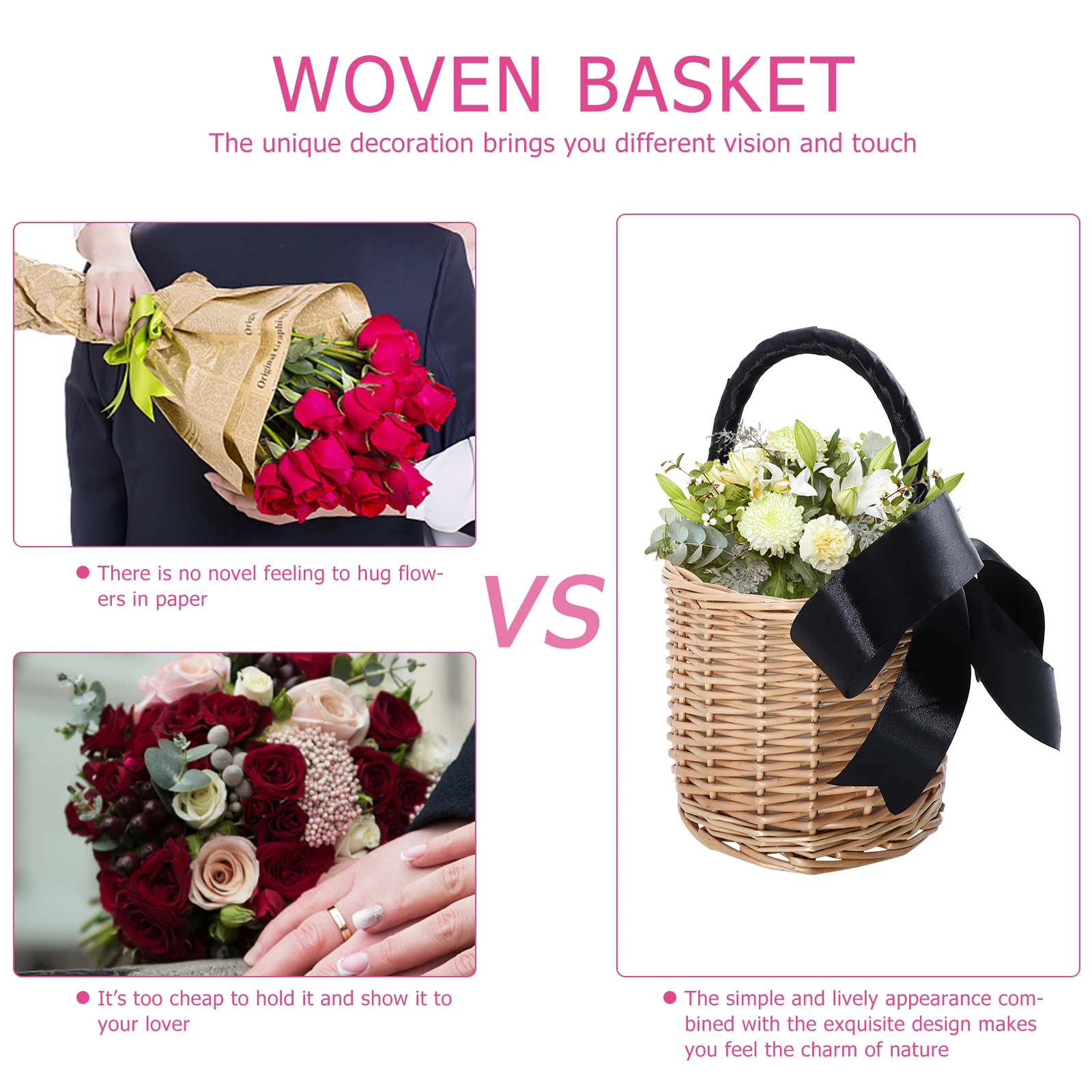 

Red Storage Baskets Handwoven Wicker Basket Picnic Container Living Room Bedroom Office Eco Friendly Durable