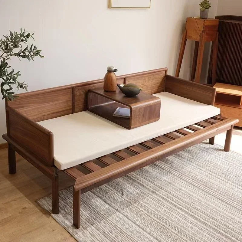 

New Chinese cherry wood solid wood push-pull dual-purpose sofa, Arhat bed, black walnut study, tea room