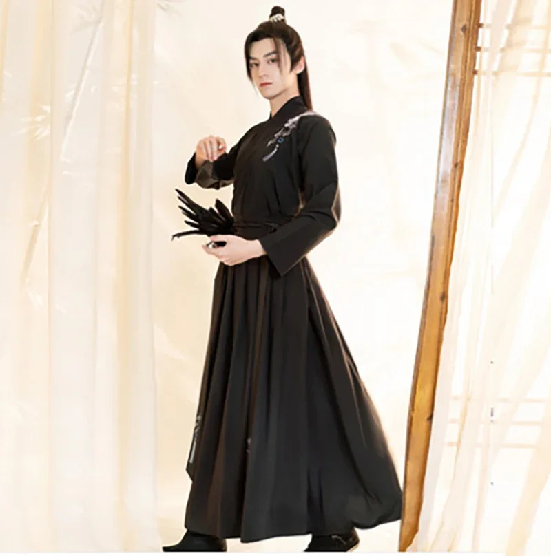 Large Size 3XL Hanfu Men Ancient Chinese Hanfu Black Sets Men Carnival Halloween Cosplay Costume Hanfu Outfit for Men