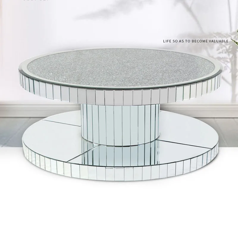 

2021 High Quality Modern Mirrored Furniture Round Sparkle Crush Diamond Coffee Table For Home Use