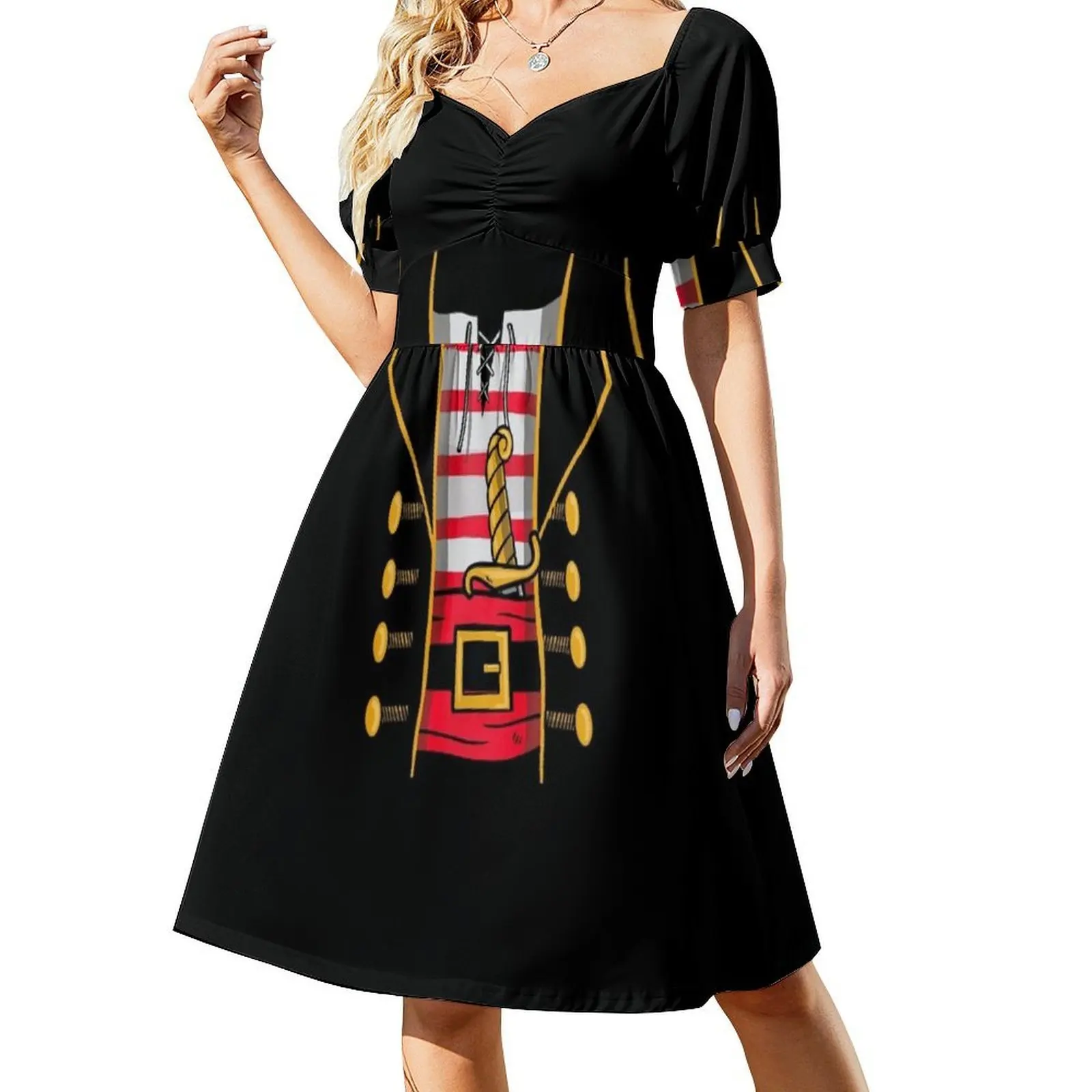 القراصنة القرصان مضحك هالوين نمط Preppy فستان قصير للنساء ألف خط فضفاض صالح فستان يوم غير رسمي القراصنة هالوين هالوين #2