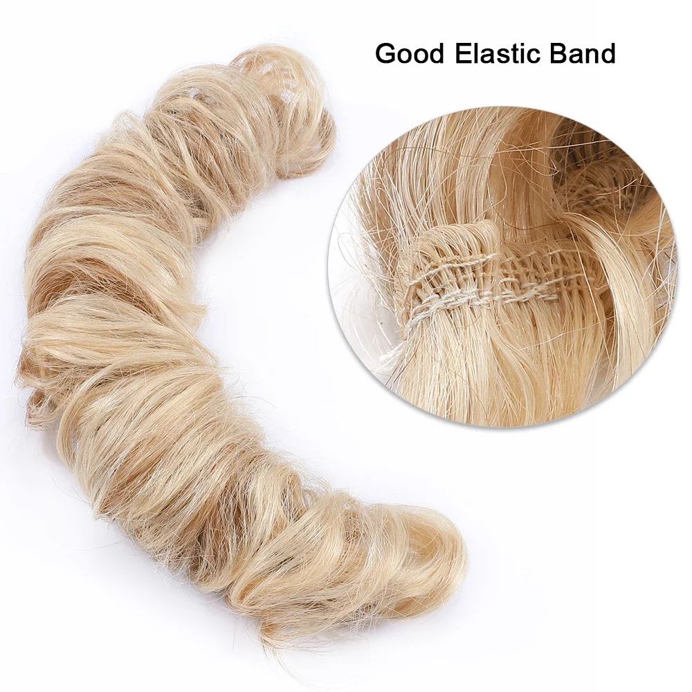 32g Remy Human Hair Chignon Messy Bun Scrunchies Rubber Band Haarband Updo Chignon Donut Roller Ponytails