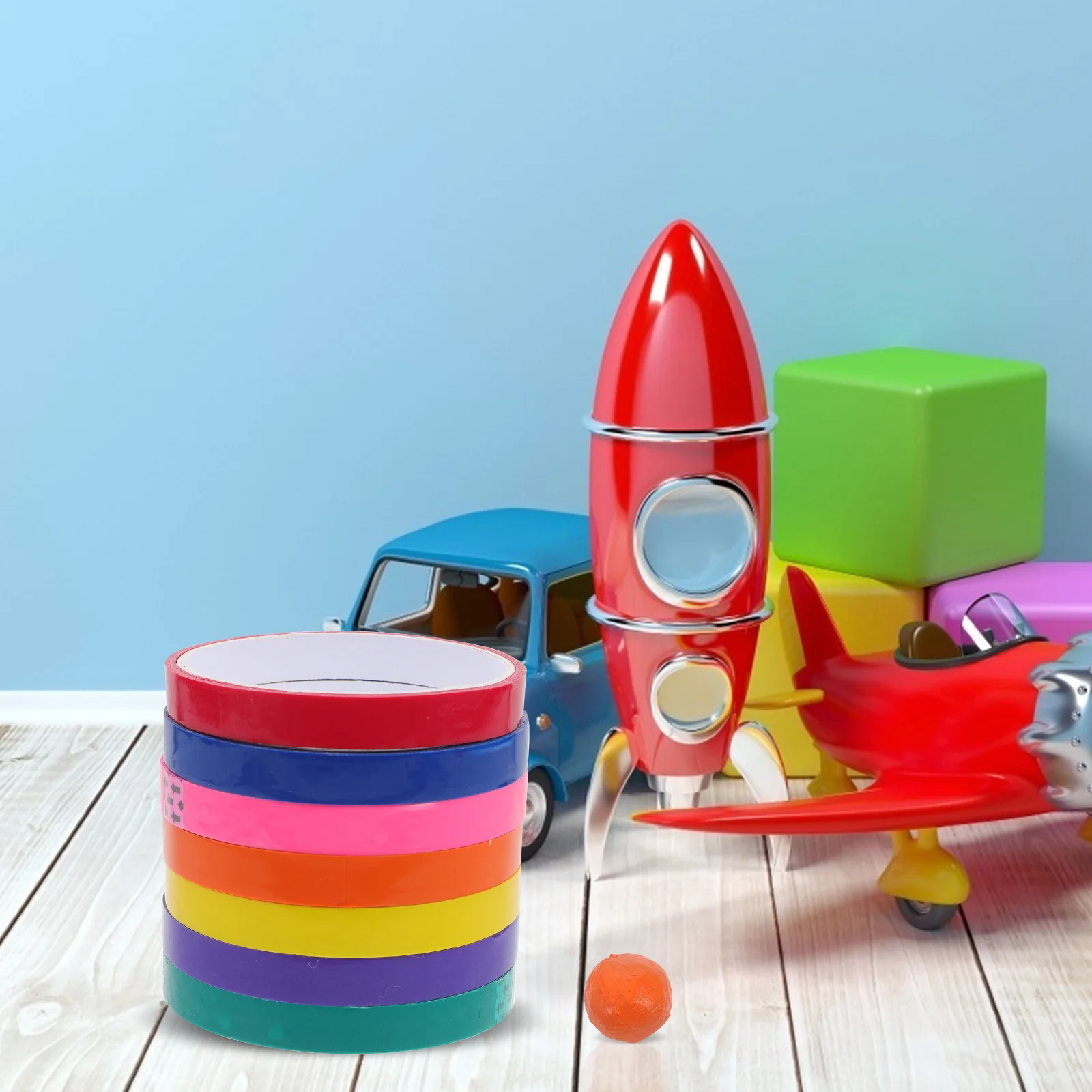 7 롤 컬러풀 디컴프레션 스트레스 해소 스티키 볼 테이프 레저 재미 디컴프레션 장난감