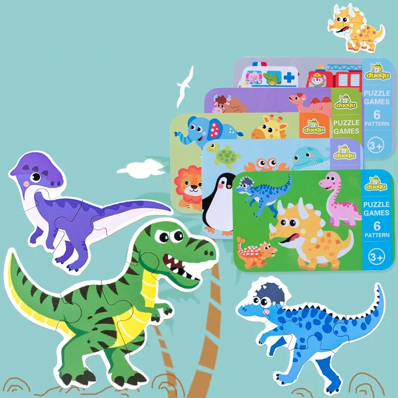 Montessori quebra-cabeça de madeira brinquedos educativos para crianças criança 3d quebra-cabeças crianças caixa de ferro jogos