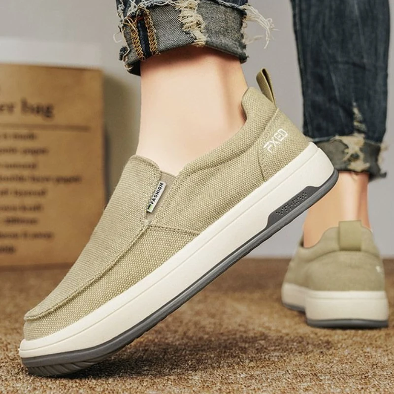 Male Shoe Canvas Moccasin Sneakers Minimalist Classic Original Breathable Work Non-leather Deals Men's Casual Shoes Fashion 2025