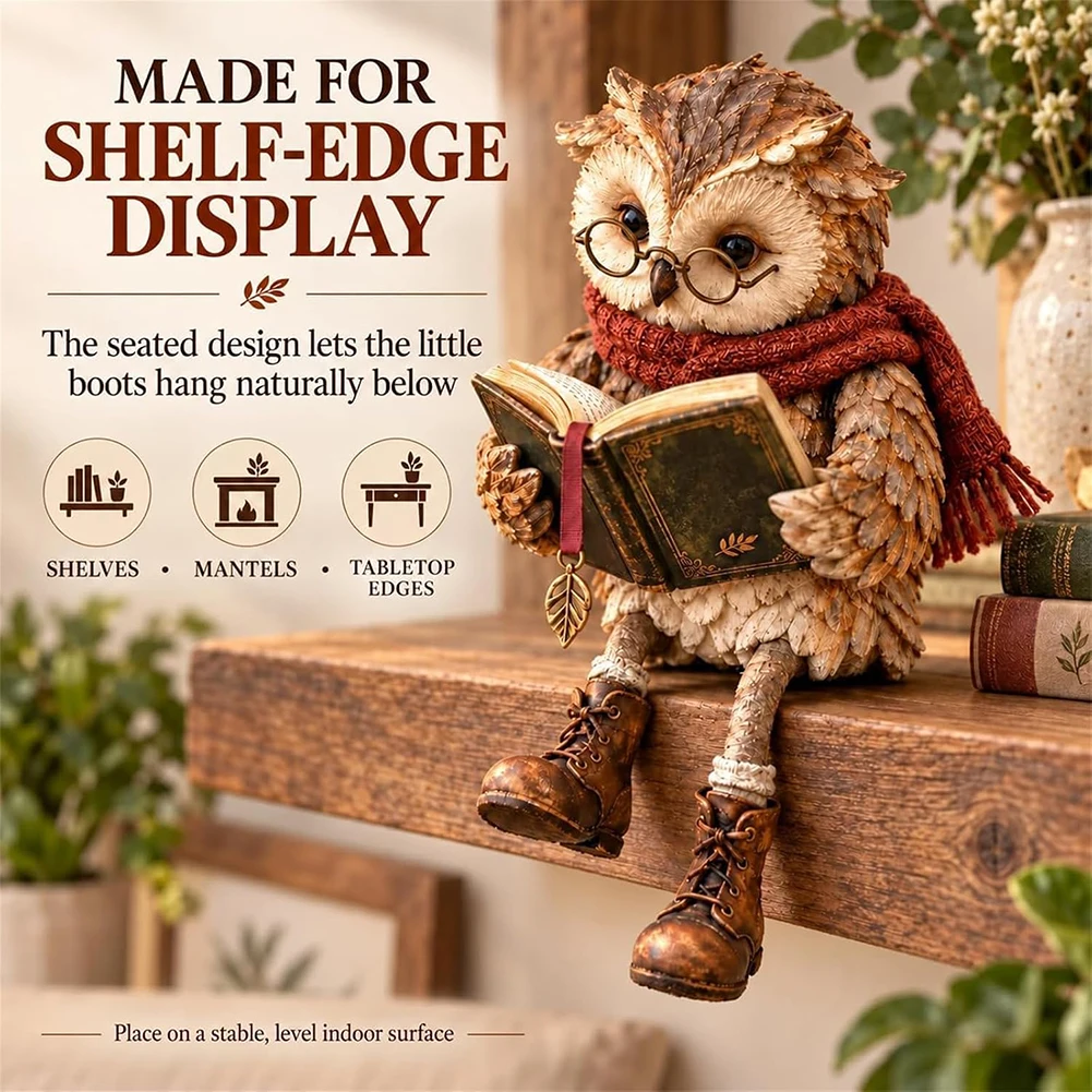 Unique-owl Gifts For Book Lover Intricate Hand-painted Details Look Life-like. Aesthetic Coffee Table Centerpiece