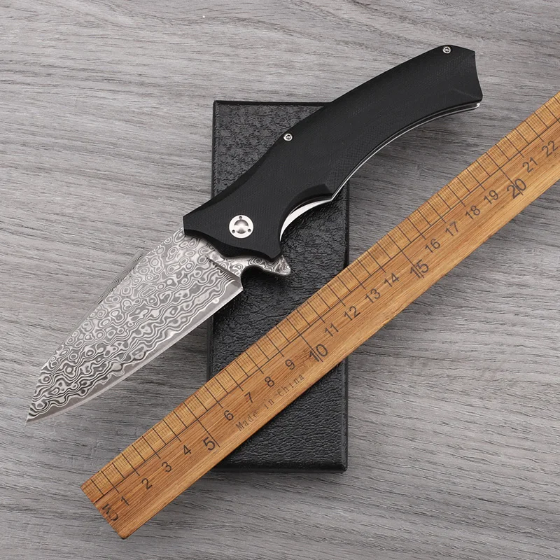 

Damascus Steel Folding Knife Outdoor Camping Survival High hardness Sharp Portable Tool Fruit Knife