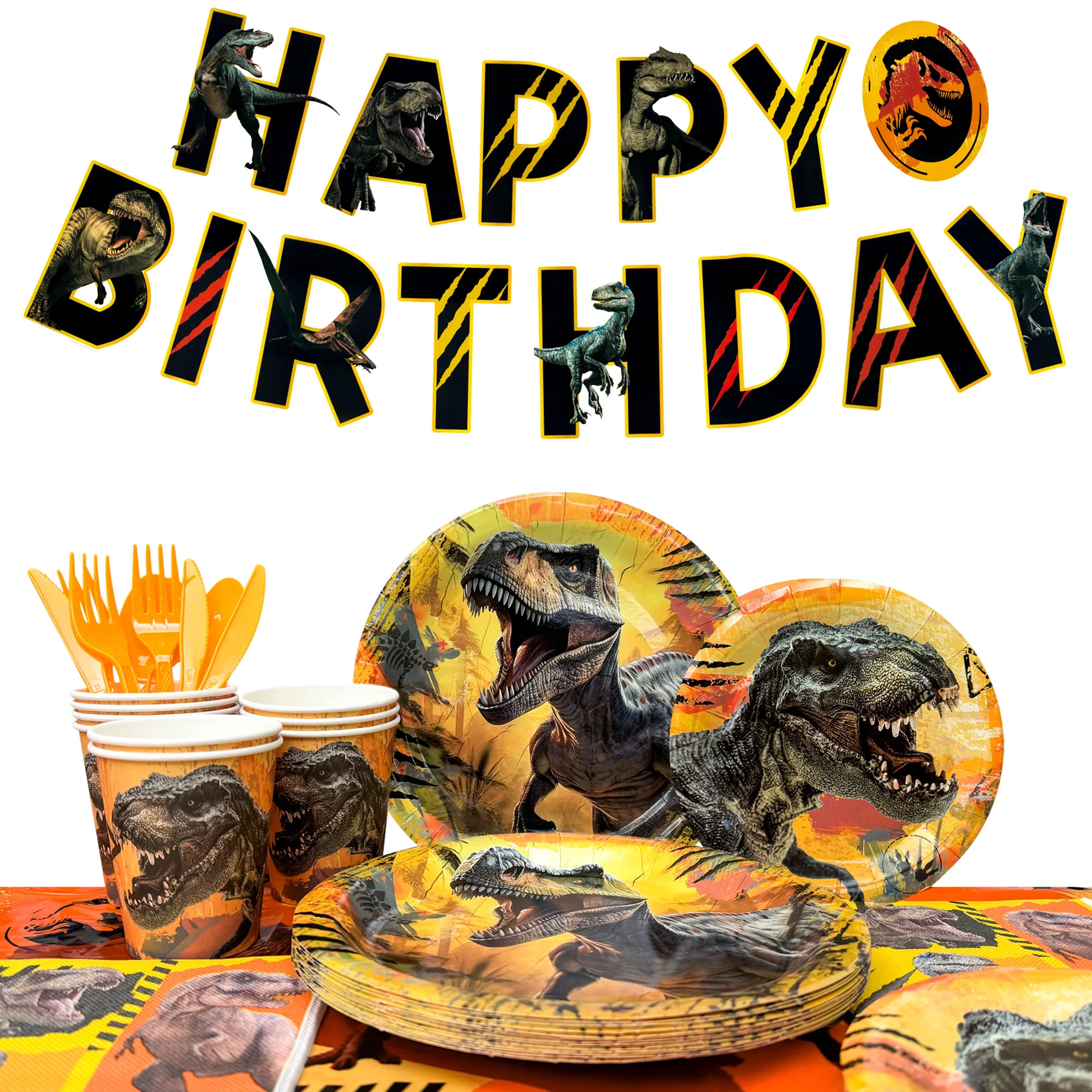 

Jurassic World Birthday Decorations Tableware,127pcs Party Decorations Set-Dinosaur Theme Party Plate Cups Napkins Banner etc