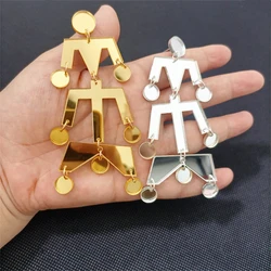 KUGUYS Vintage Big Mirror Dangle Earrings for Women Retro Geometric Silver Gold Color Acrylic Jewelry Accessories